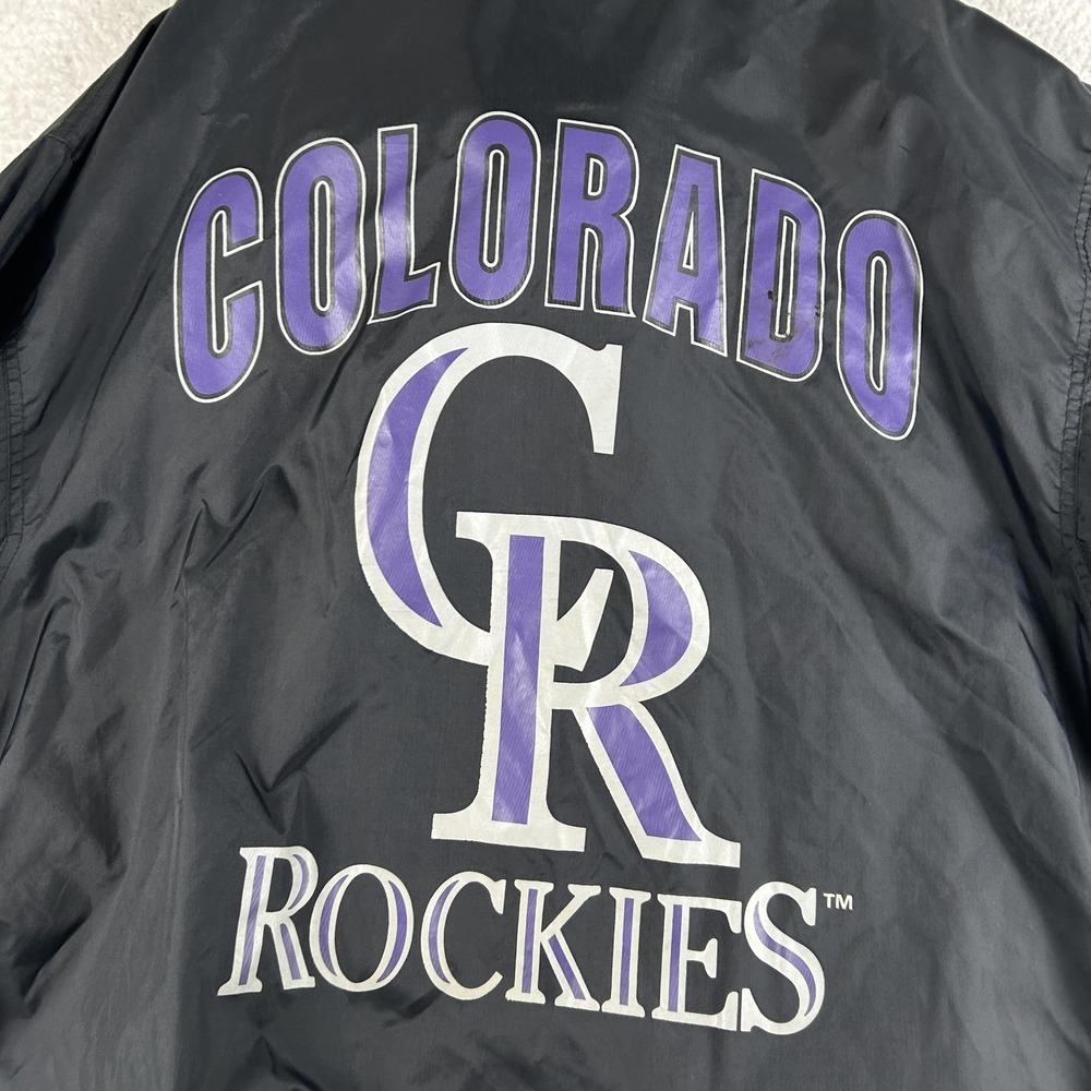 Vintage Colorado Rockies Jacket Mens Large Black MLB Baseball Apex One 90s Retro - Picture 13 of 16